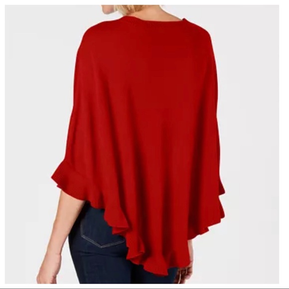 Fall perfect knit ruffle hem poncho - Picture 4 of 5